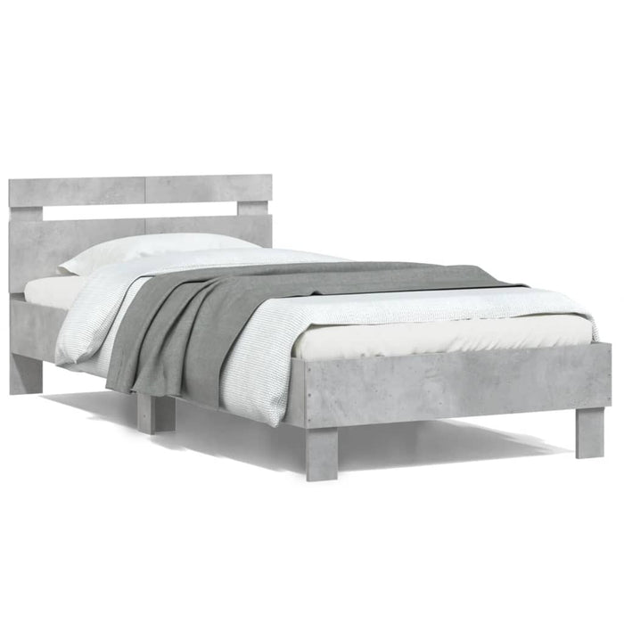 Bed Frame without Mattress with LED Lights Concrete Grey 100x200 cm