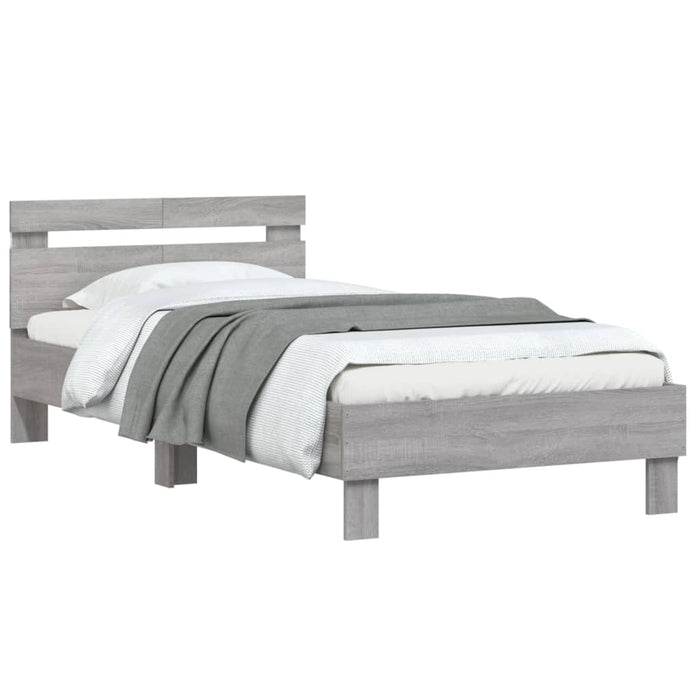 Bed Frame without Mattress with LED Lights Grey Sonoma 100x200 cm