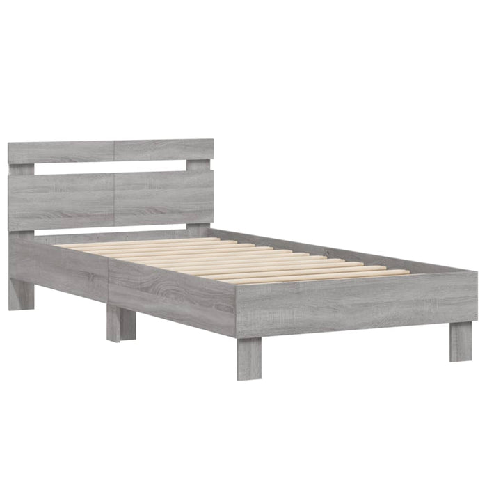 Bed Frame without Mattress with LED Lights Grey Sonoma 100x200 cm