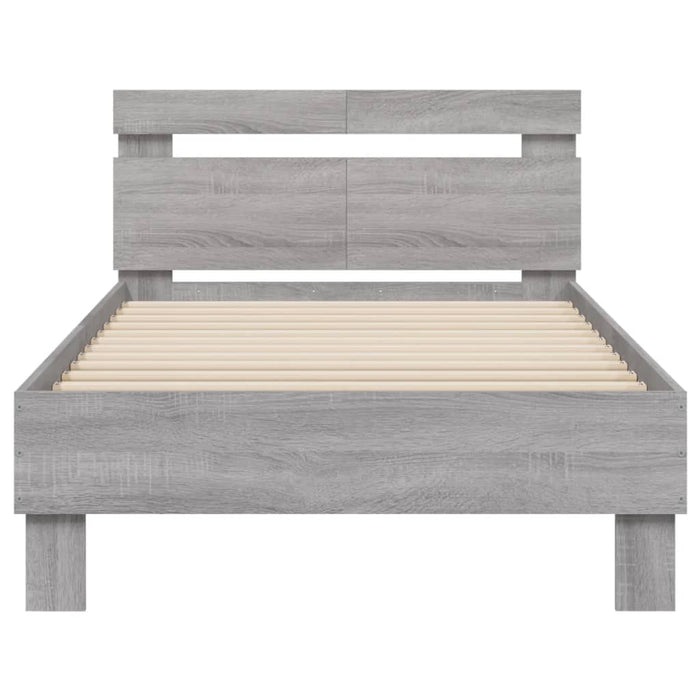 Bed Frame without Mattress with LED Lights Grey Sonoma 100x200 cm