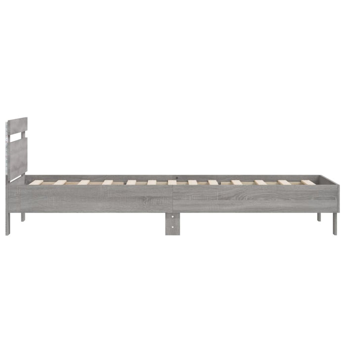 Bed Frame without Mattress with LED Lights Grey Sonoma 100x200 cm