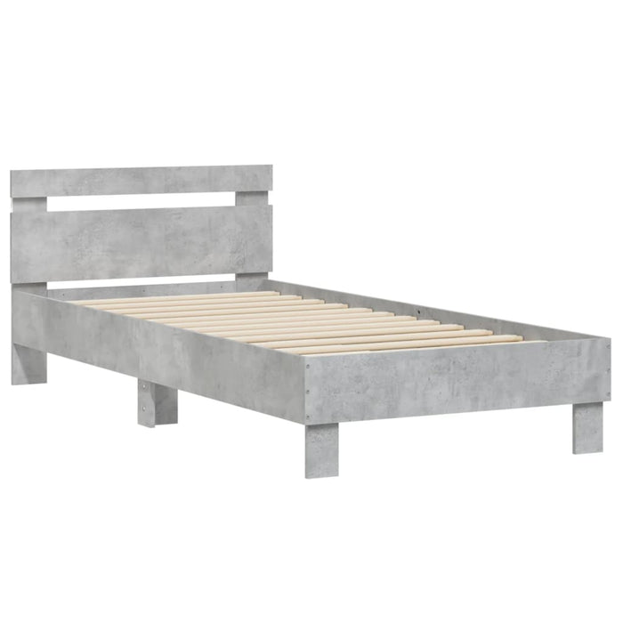 Bed Frame without Mattress with LED Lights Concrete Grey 90x200 cm