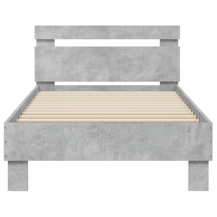 Bed Frame without Mattress with LED Lights Concrete Grey 90x200 cm