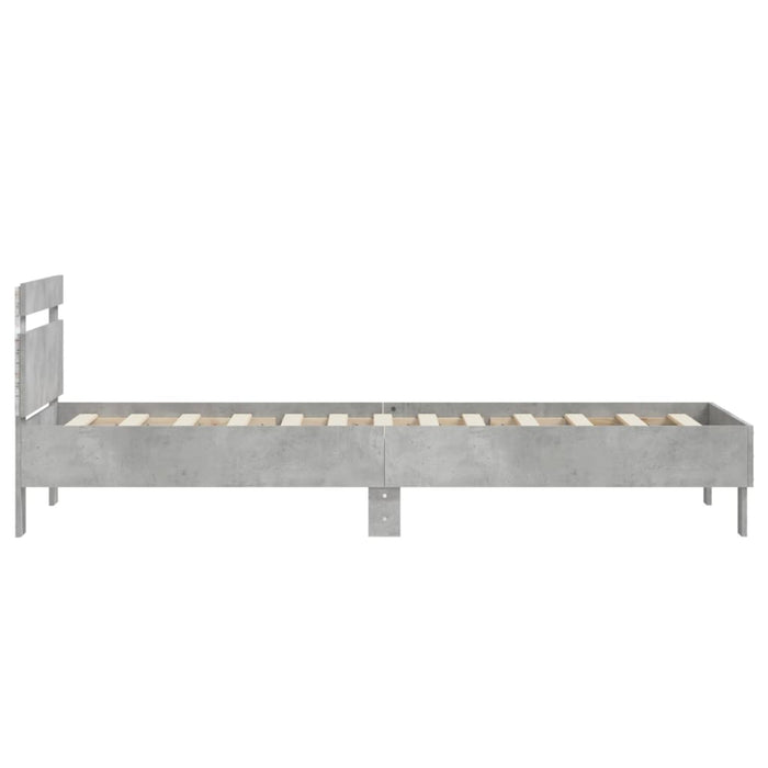 Bed Frame without Mattress with LED Lights Concrete Grey 90x200 cm