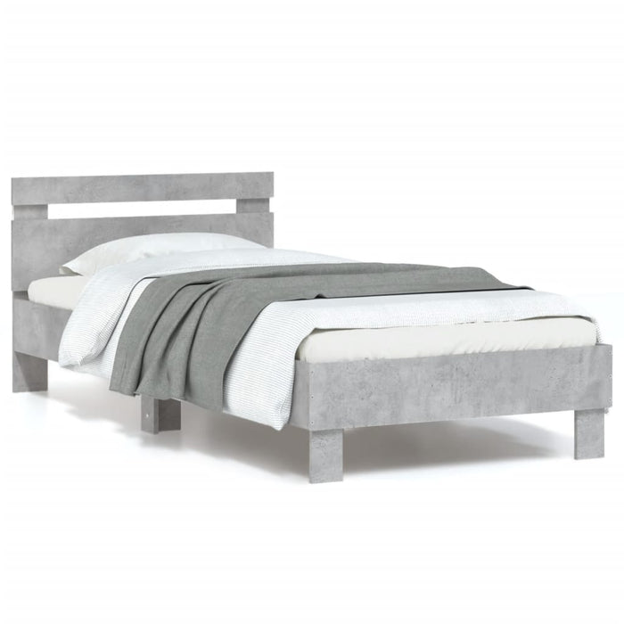 Bed Frame without Mattress with LED Lights Concrete Grey 90x200 cm