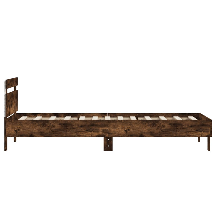 Bed Frame without Mattress with LED Lights Smoked Oak 90x200 cm