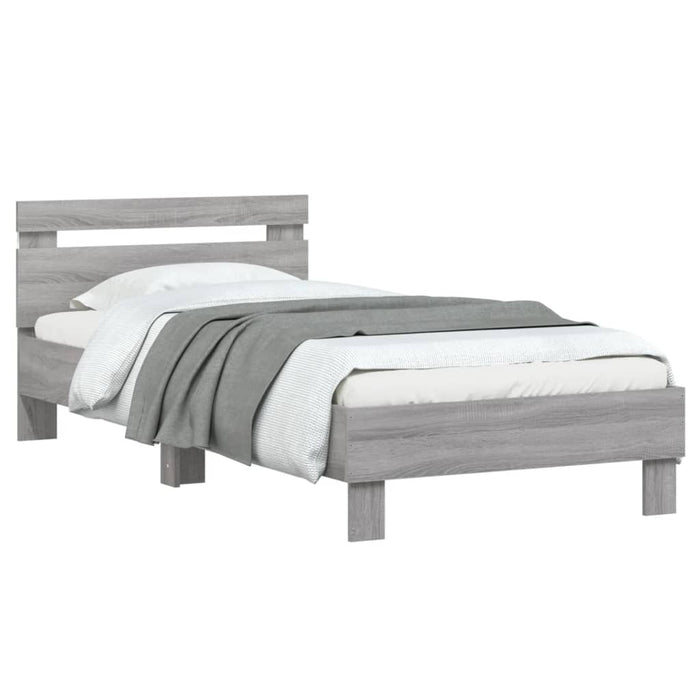 Bed Frame without Mattress with LED Lights Grey Sonoma 90x200 cm