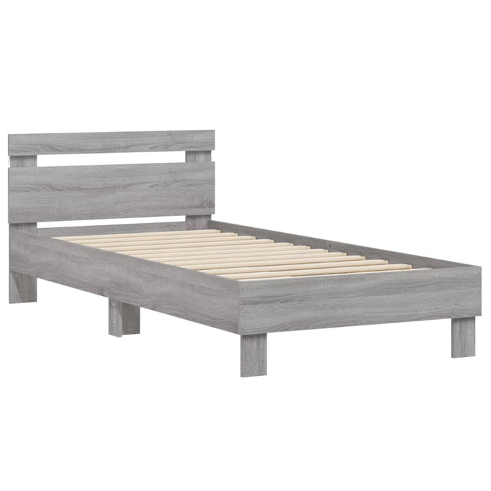 Bed Frame without Mattress with LED Lights Grey Sonoma 90x200 cm