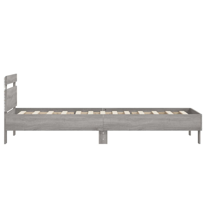 Bed Frame without Mattress with LED Lights Grey Sonoma 90x200 cm