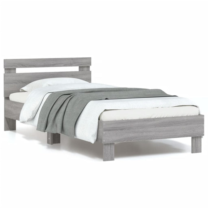 Bed Frame without Mattress with LED Lights Grey Sonoma 90x200 cm