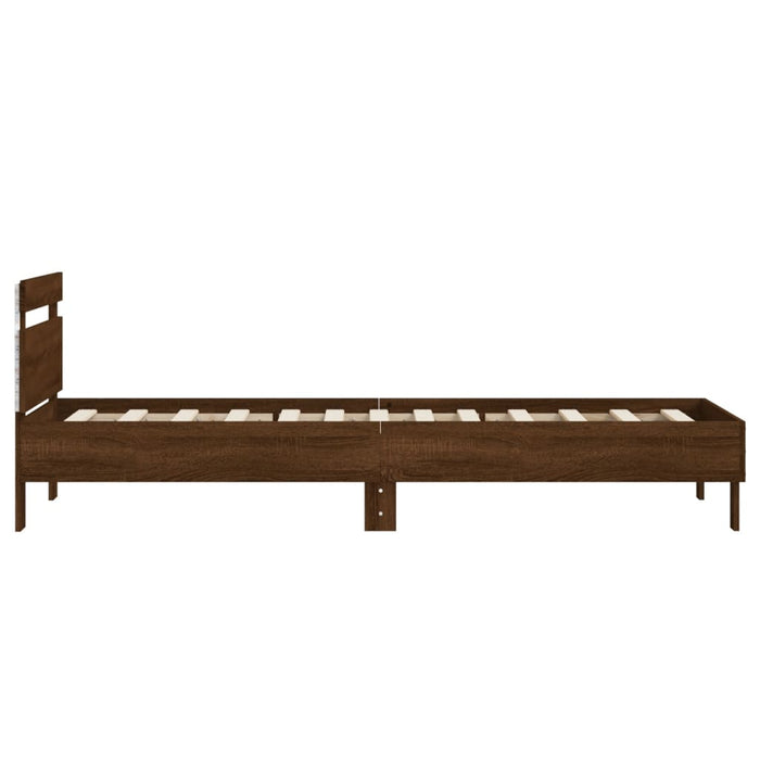 Bed Frame without Mattress with LED Lights Brown Oak 90x200 cm