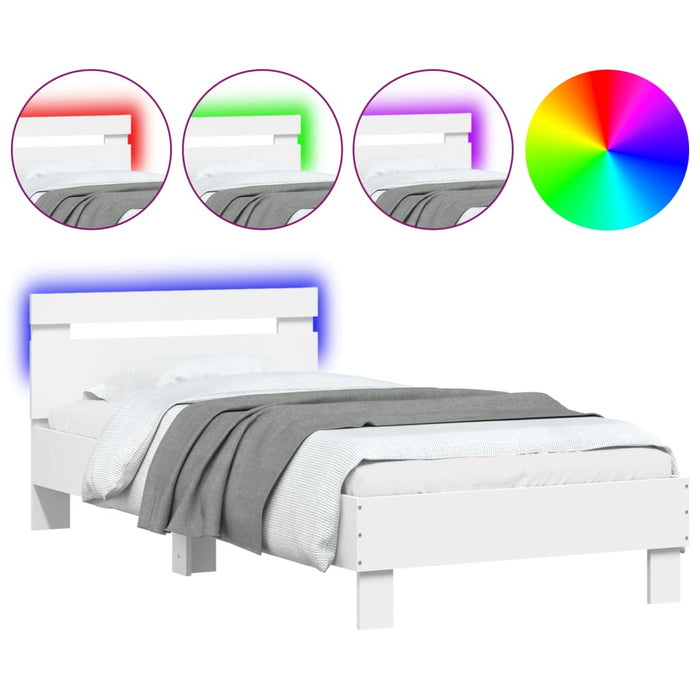 Bed Frame without Mattress with LED Lights White 90x190 cm Single