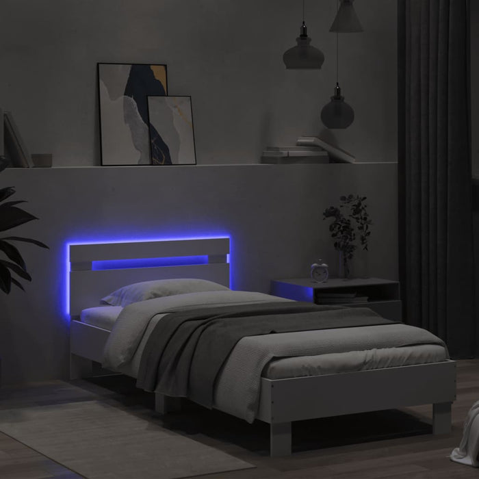 Bed Frame without Mattress with LED Lights White 90x190 cm Single