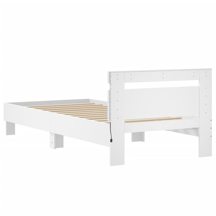 Bed Frame without Mattress with LED Lights White 90x190 cm Single