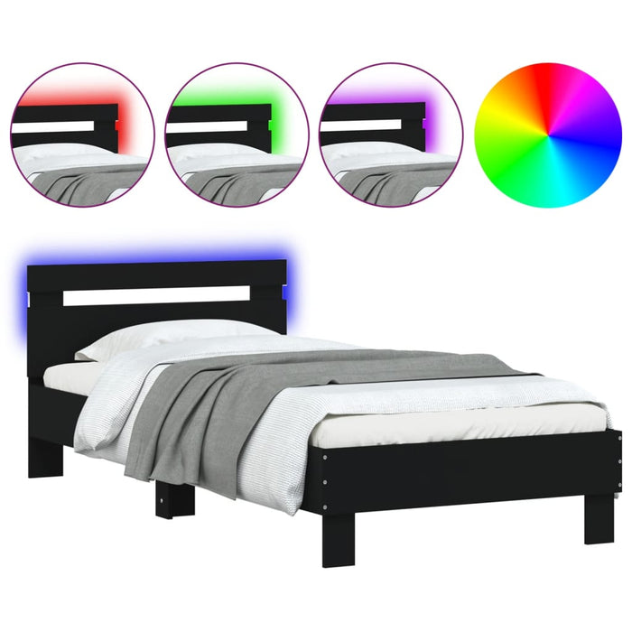 Bed Frame without Mattress with LED Lights Black 90x190 cm Single