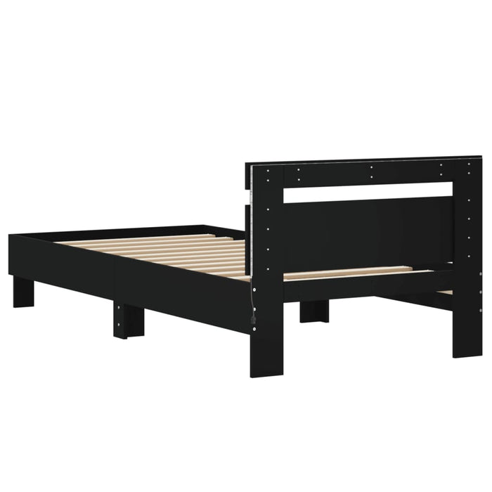 Bed Frame without Mattress with LED Lights Black 90x190 cm Single