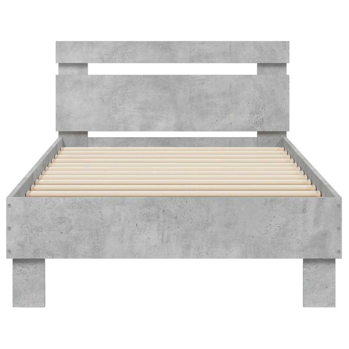 Bed Frame without Mattress with LED Lights Concrete Grey 90x190 cm Single