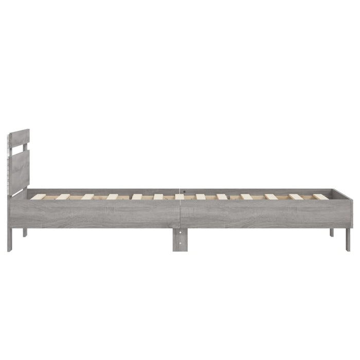 Bed Frame without Mattress with LED Lights Grey Sonoma 90x190 cm Single