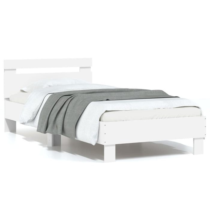 Bed Frame without Mattress with LED Lights White 75x190 cm Small Single