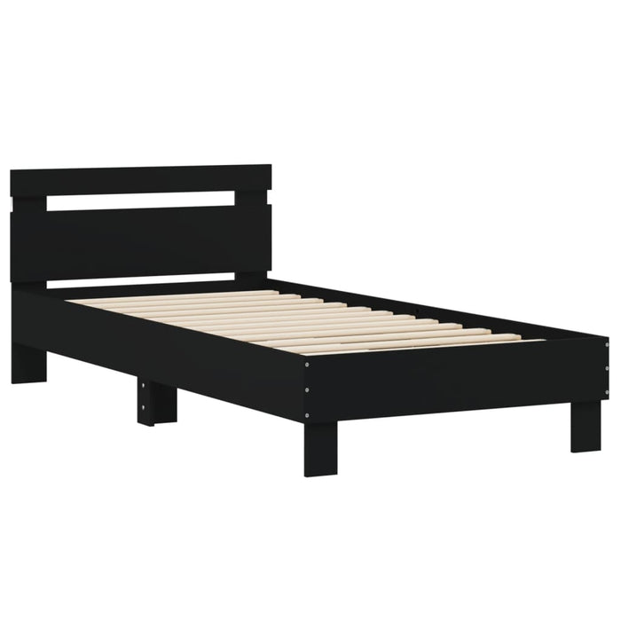 Bed Frame without Mattress with LED Lights Black 75x190 cm Small Single