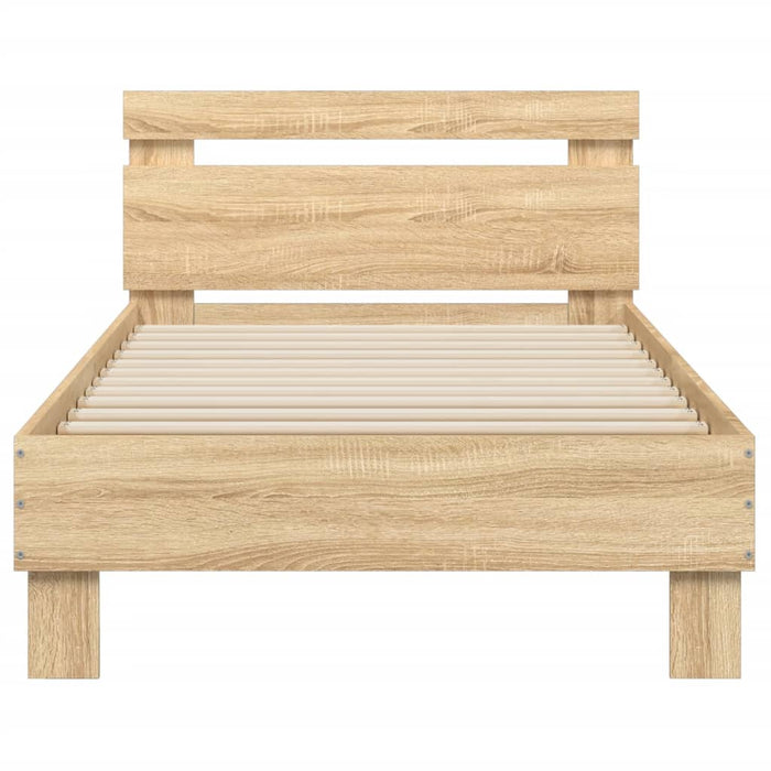 Bed Frame without Mattress with LED Lights Sonoma Oak 75x190 cm Small Single