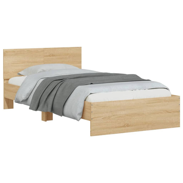 Bed Frame without Mattress with LED Lights Sonoma Oak 100x200 cm