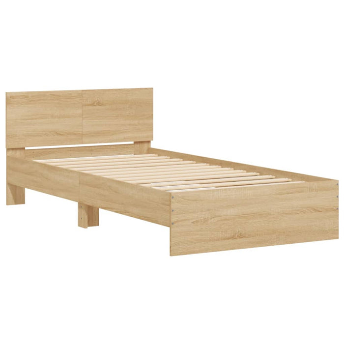 Bed Frame without Mattress with LED Lights Sonoma Oak 100x200 cm