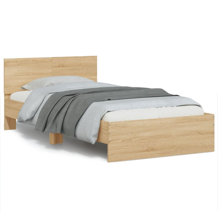 Bed Frame without Mattress with LED Lights Sonoma Oak 100x200 cm