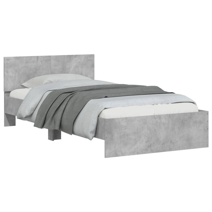 Bed Frame without Mattress with LED Lights Concrete Grey 100x200 cm