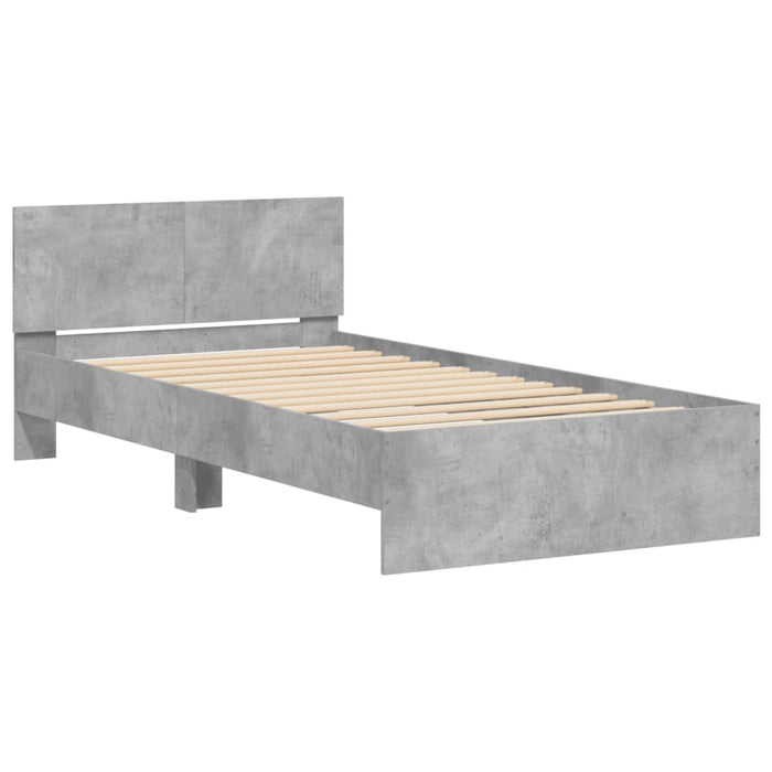 Bed Frame without Mattress with LED Lights Concrete Grey 100x200 cm