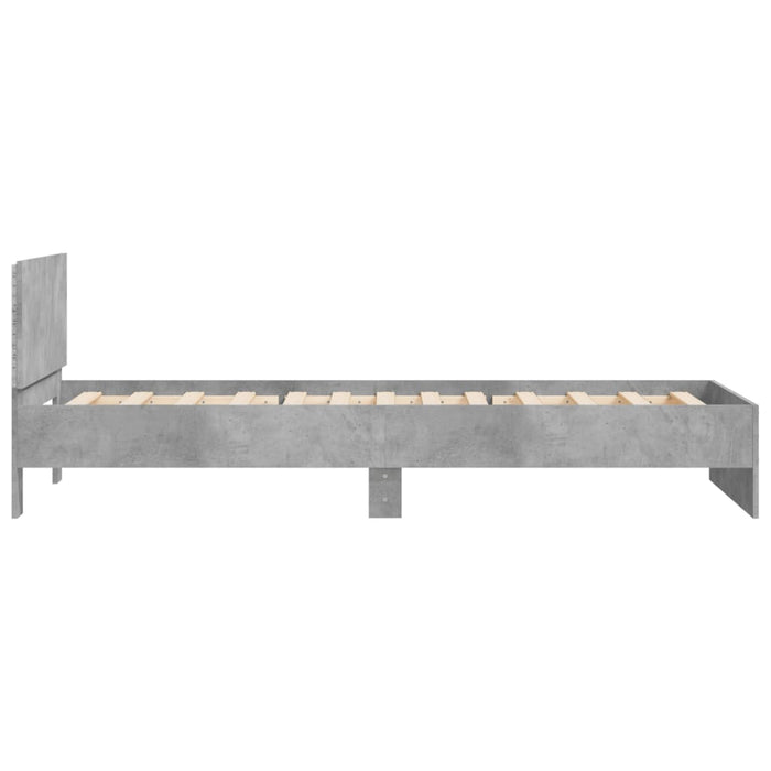 Bed Frame without Mattress with LED Lights Concrete Grey 100x200 cm