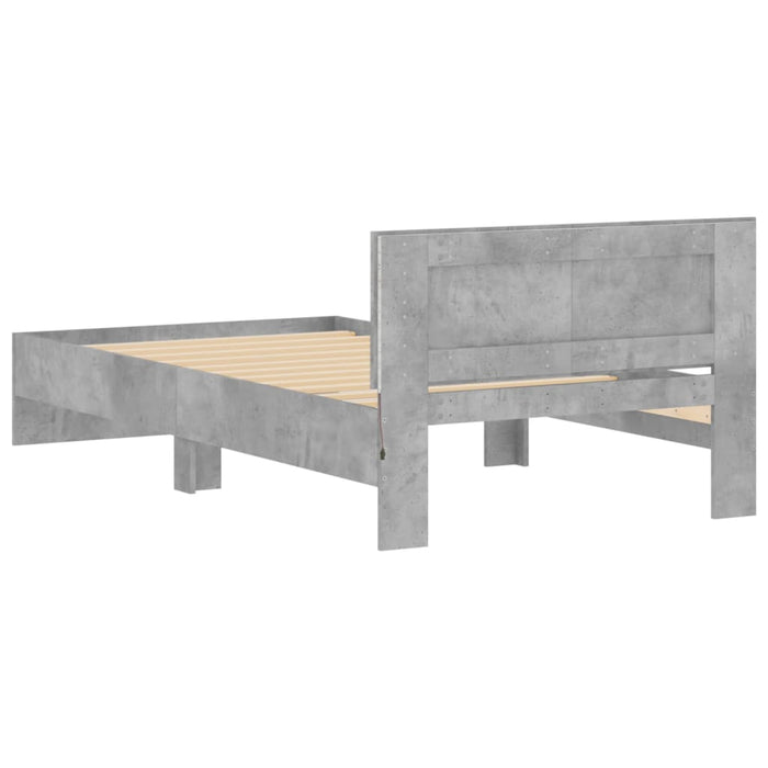 Bed Frame without Mattress with LED Lights Concrete Grey 100x200 cm