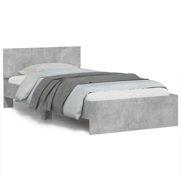 Bed Frame without Mattress with LED Lights Concrete Grey 100x200 cm