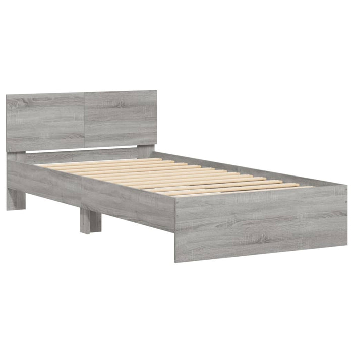 Bed Frame without Mattress with LED Lights Grey Sonoma 100x200 cm