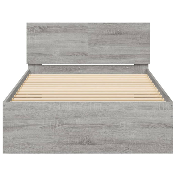 Bed Frame without Mattress with LED Lights Grey Sonoma 100x200 cm