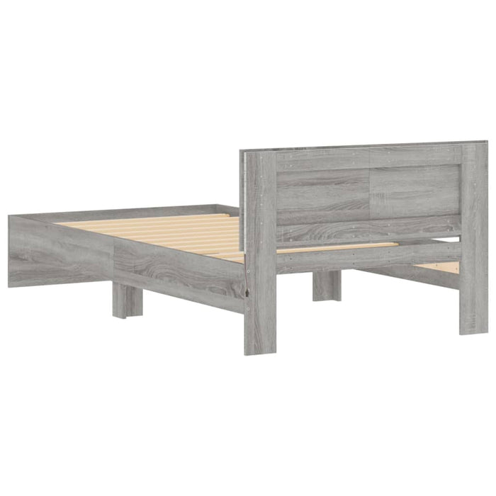 Bed Frame without Mattress with LED Lights Grey Sonoma 100x200 cm