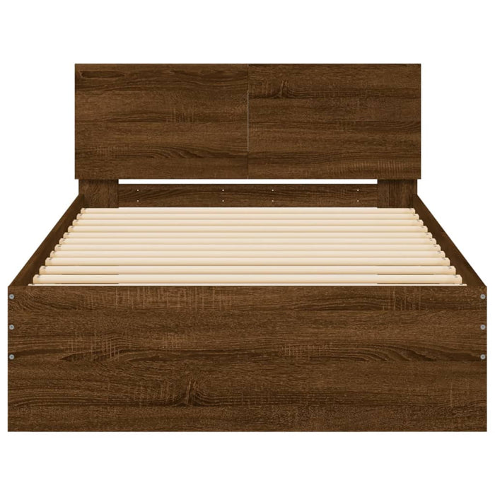 Bed Frame without Mattress with LED Lights Brown Oak 100x200 cm