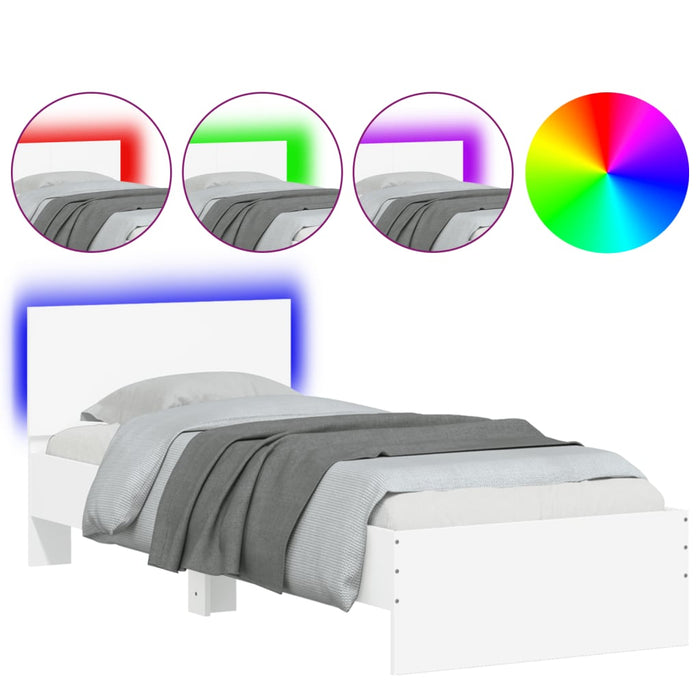 Bed Frame without Mattress with LED Lights White 90x200 cm