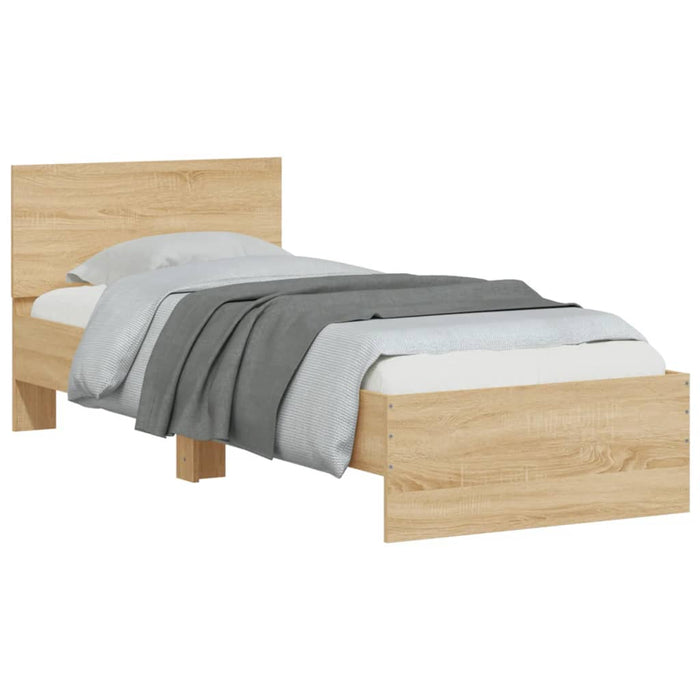 Bed Frame without Mattress with LED Lights Sonoma Oak 90x200 cm