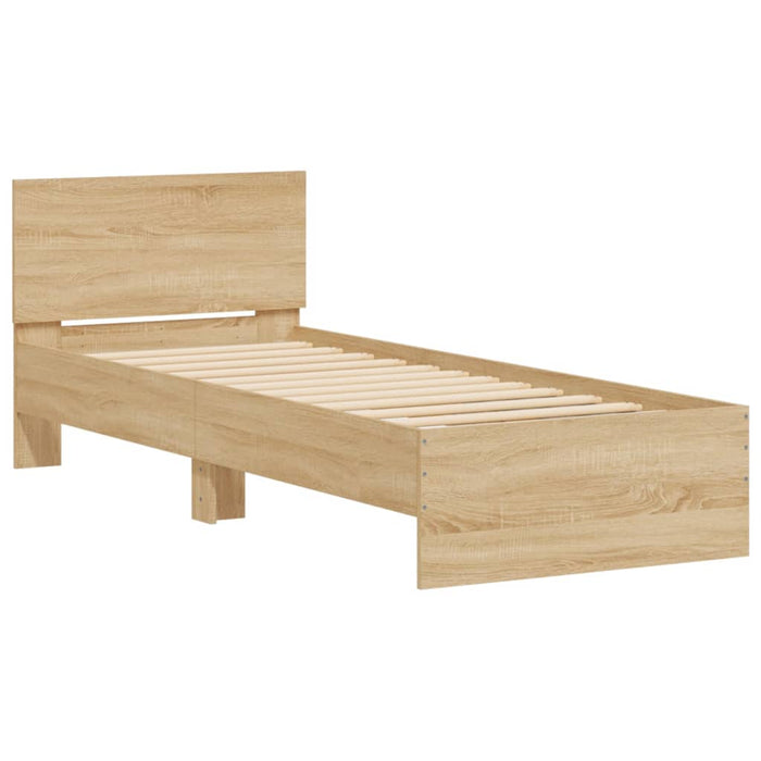 Bed Frame without Mattress with LED Lights Sonoma Oak 90x200 cm