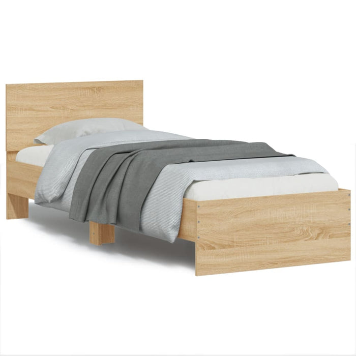 Bed Frame without Mattress with LED Lights Sonoma Oak 90x200 cm