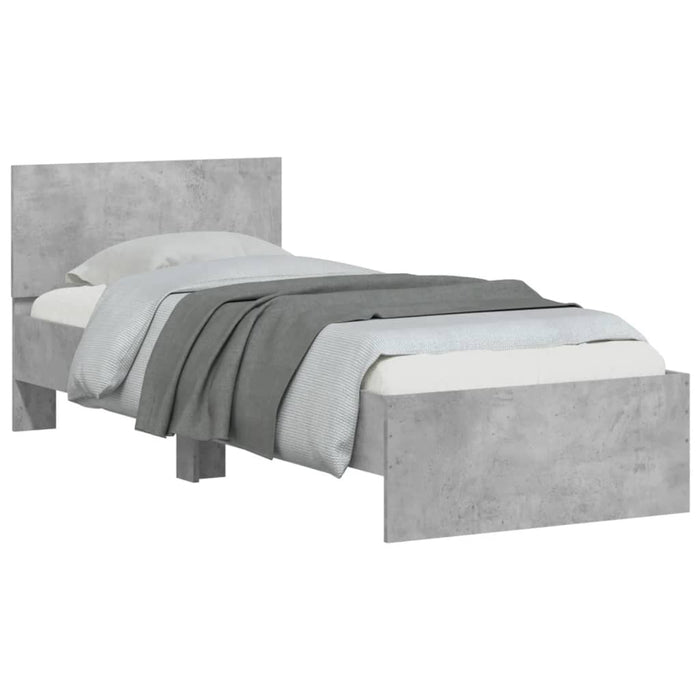 Bed Frame without Mattress with LED Lights Concrete Grey 90x200 cm