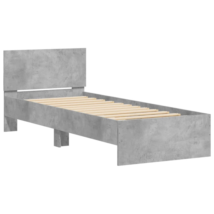 Bed Frame without Mattress with LED Lights Concrete Grey 90x200 cm