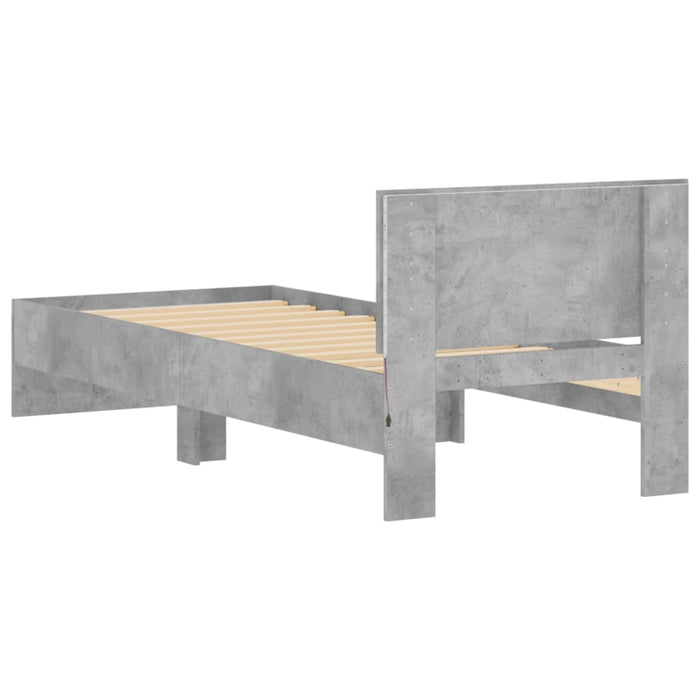 Bed Frame without Mattress with LED Lights Concrete Grey 90x200 cm