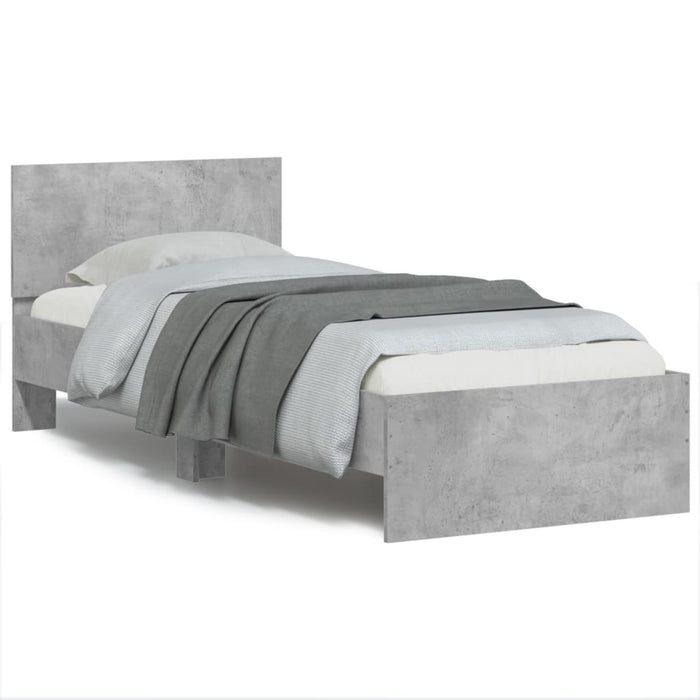 Bed Frame without Mattress with LED Lights Concrete Grey 90x200 cm