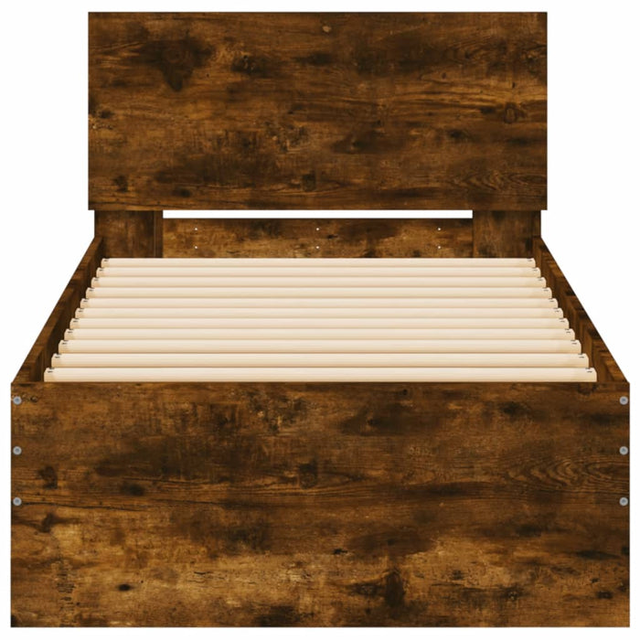 Bed Frame without Mattress with LED Lights Smoked Oak 90x200 cm