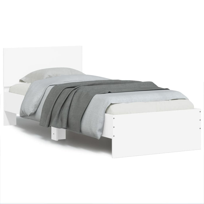 Bed Frame without Mattress with LED Lights White 90x190 cm Single