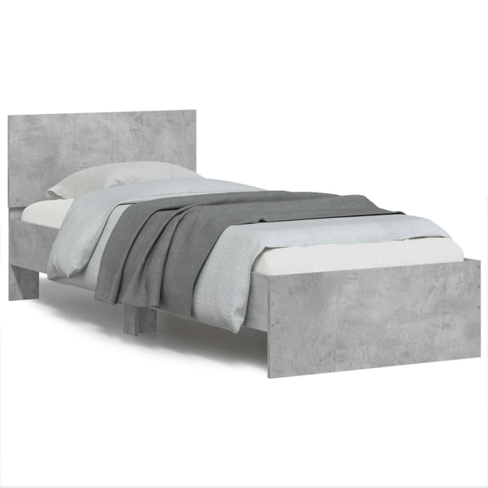 Bed Frame without Mattress with LED Lights Concrete Grey 90x190 cm Single