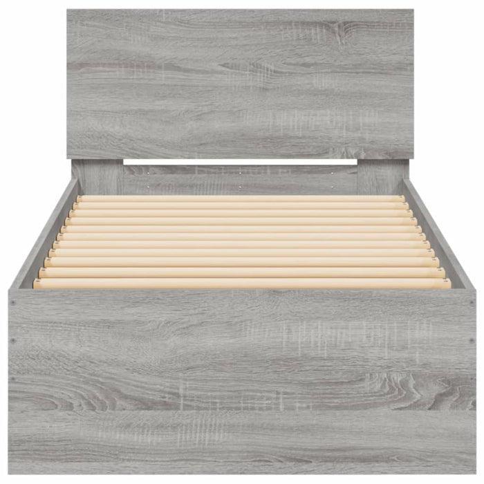 Bed Frame without Mattress with LED Lights Grey Sonoma 75x190 cm Small Single