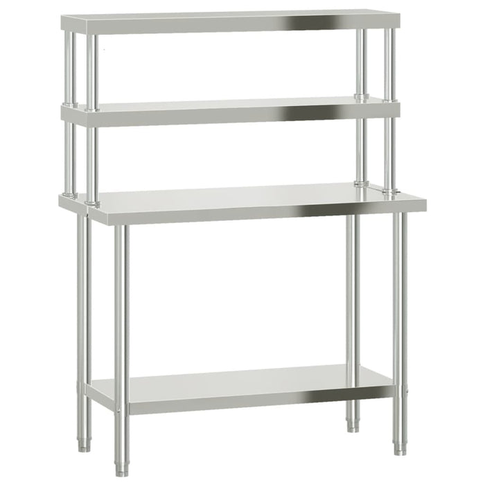 Kitchen Work Table with Overshelf 110x55x150 cm Stainless Steel